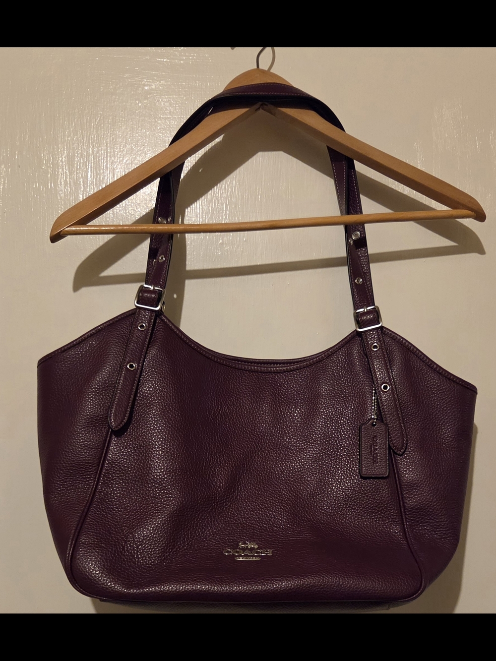 Coach Pebbled Leather Tote Bag in Plum